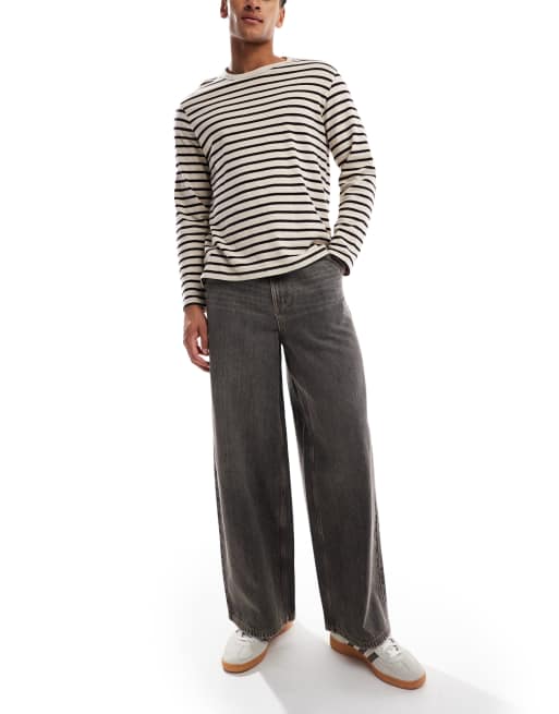 COLLUSION wide leg jean in charcoal dirty wash