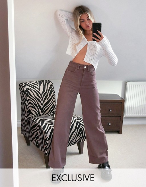 COLLUSION x008 wide leg jeans in brown
