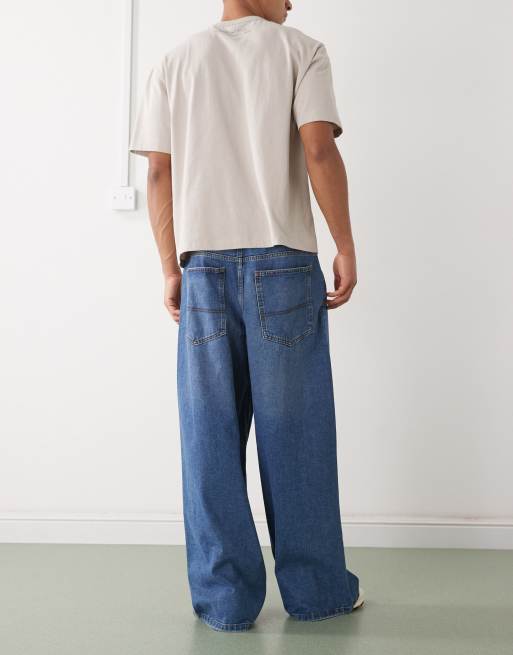 COLLUSION wide leg jeans in mid blue, 3 of 5