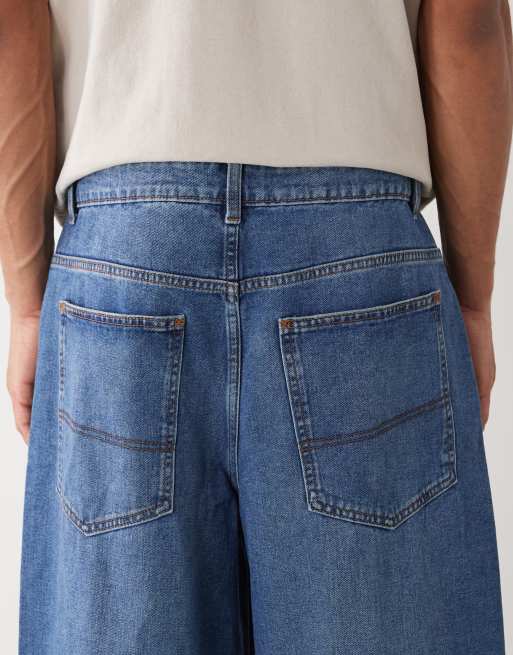 COLLUSION wide leg jeans in mid blue, 5 of 5