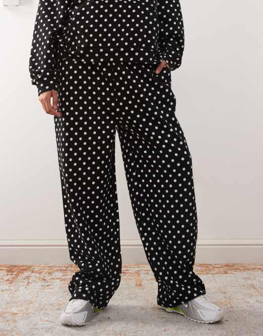 COLLUSION wide leg joggers in black and white polka dot, 3 of 5