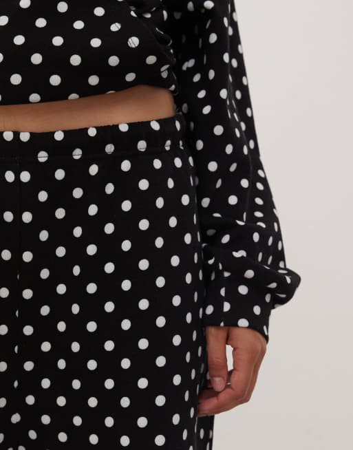 COLLUSION wide leg joggers in black and white polka dot, 4 of 5