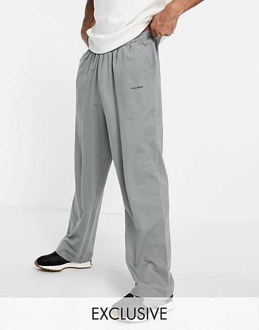 COLLUSION wide leg joggers in charcoal