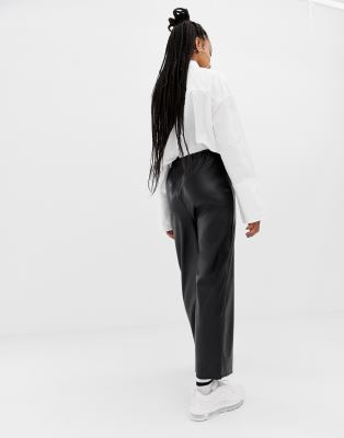 white leather look trousers