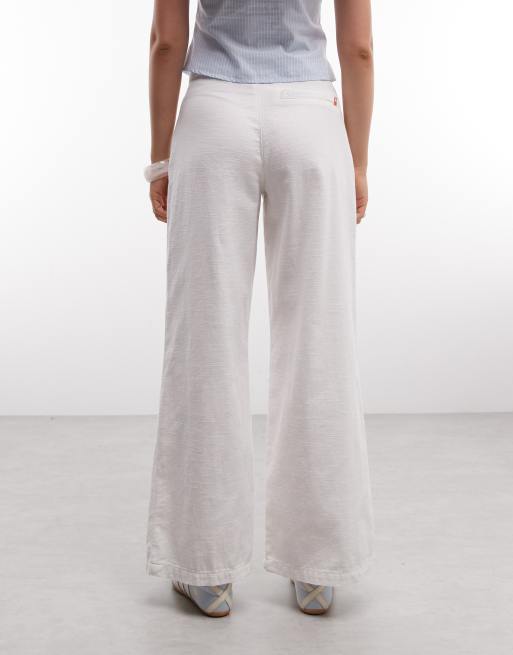 COLLUSION wide leg linen trouser in white, 3 of 5