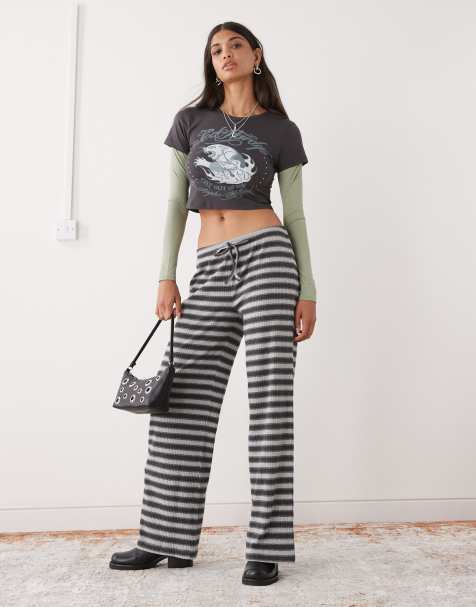 COLLUSION wide leg pants in black and white stripe - view 1