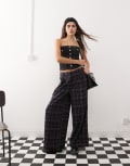 [Collusion] COLLUSION wide leg pants in multi check 6 Multi check