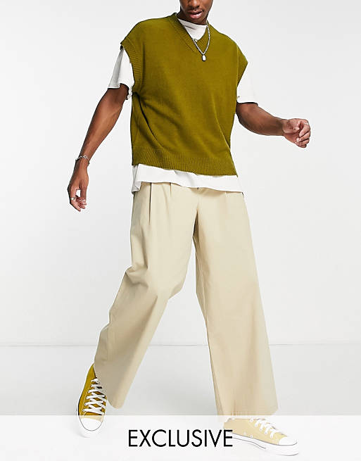 COLLUSION wide leg pants in stone