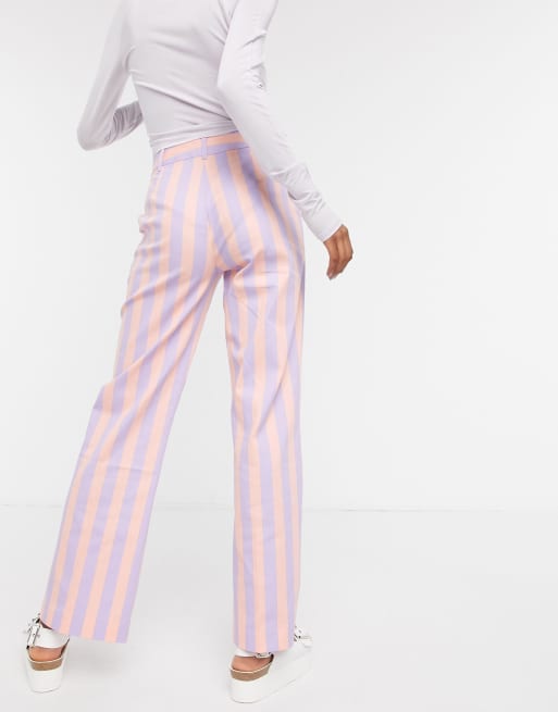 COLLUSION wide leg pink stripe pants