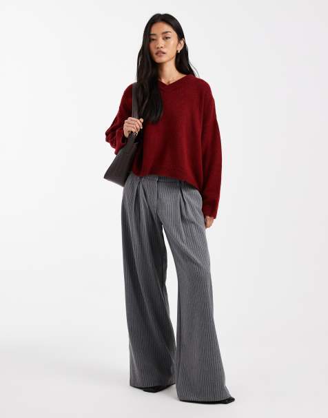 COLLUSION wide leg pinstripe pants in gray - view 1