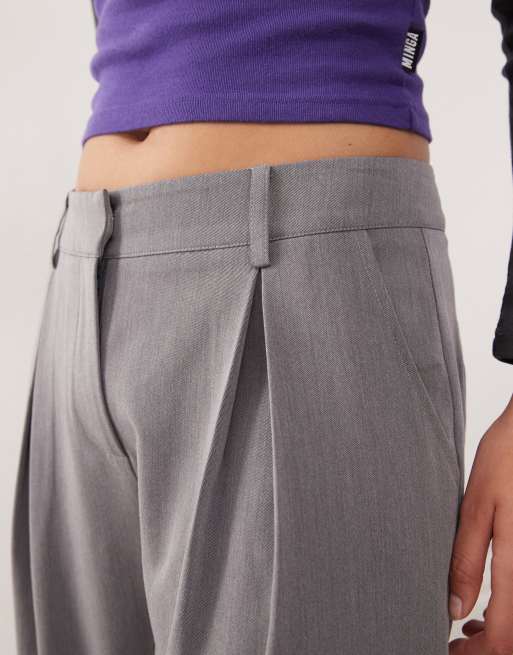 COLLUSION wide leg pleat detail pants in grey, 5 of 5