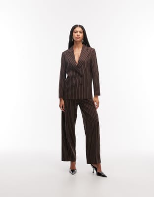 Collusion Wide Leg Pleated Pants In Brown