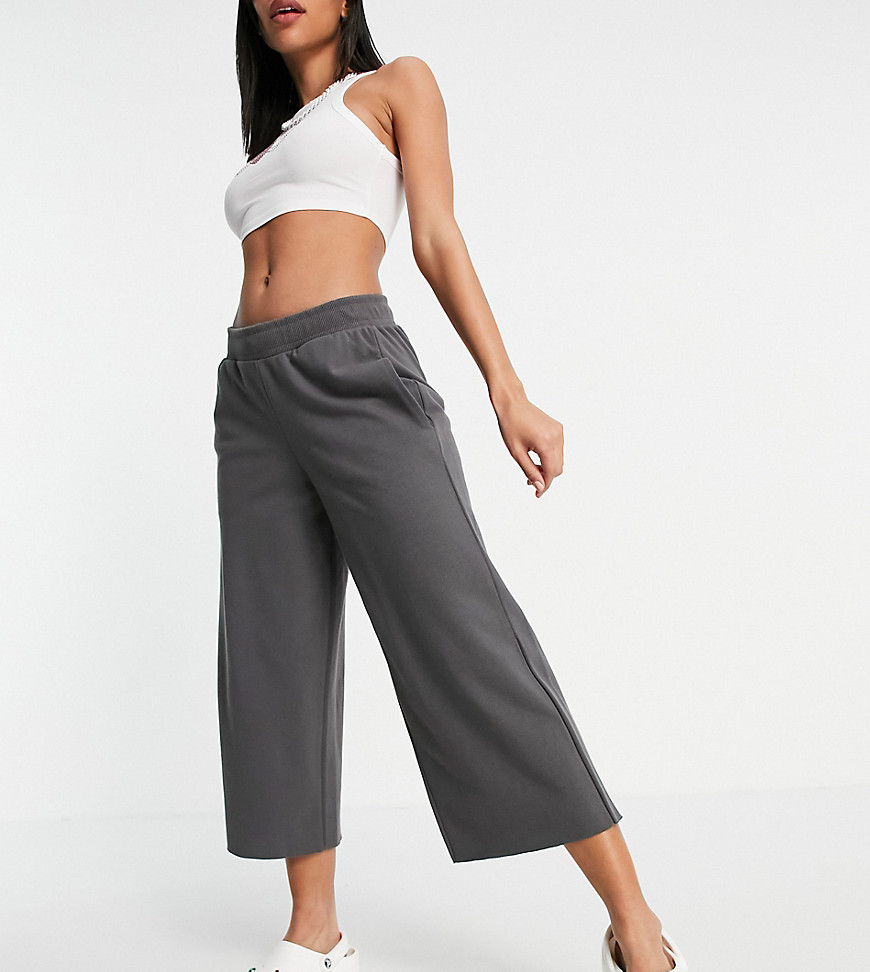 COLLUSION wide leg raw hem pique joggers in charcoal-Grey
