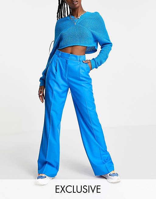 Trousers & Leggings COLLUSION wide leg relaxed trouser in bright blue 