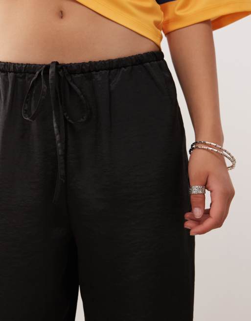 COLLUSION wide leg satin pants in black