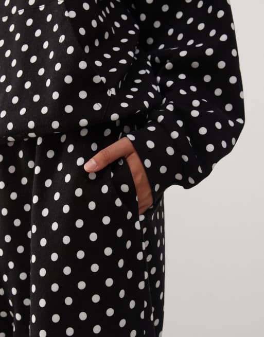 COLLUSION wide leg sweatpants in black and white polka dots