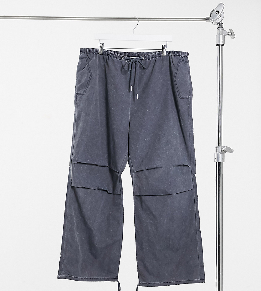 COLLUSION wide leg sweatpants with drawstring waistband in washed nylon-Grey