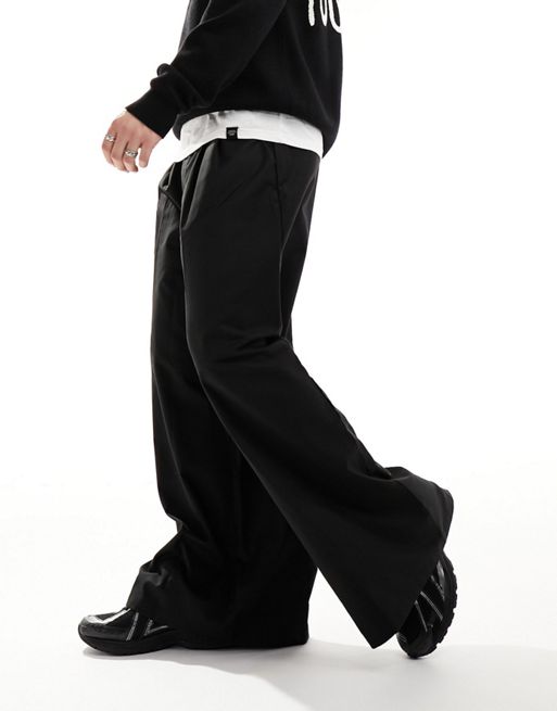 COLLUSION wide leg tailored cargo trouser in black