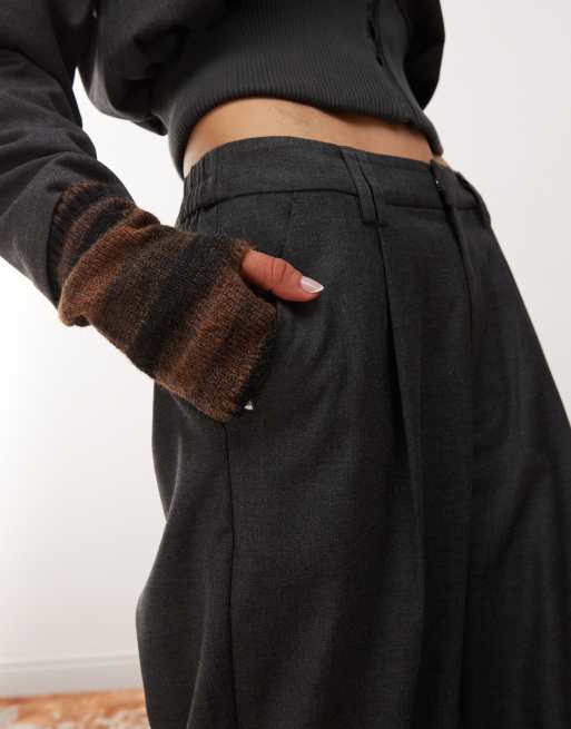 COLLUSION wide leg tailored pants in charcoal (part of a set)