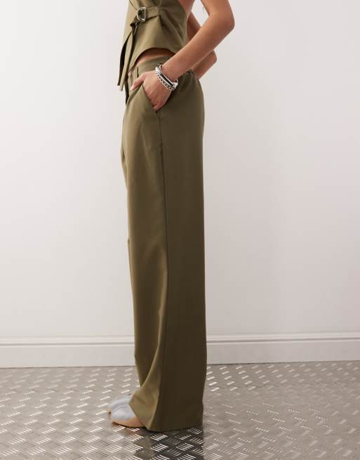 COLLUSION wide leg tailored pants in khaki (Part of a set), 3 of 5
