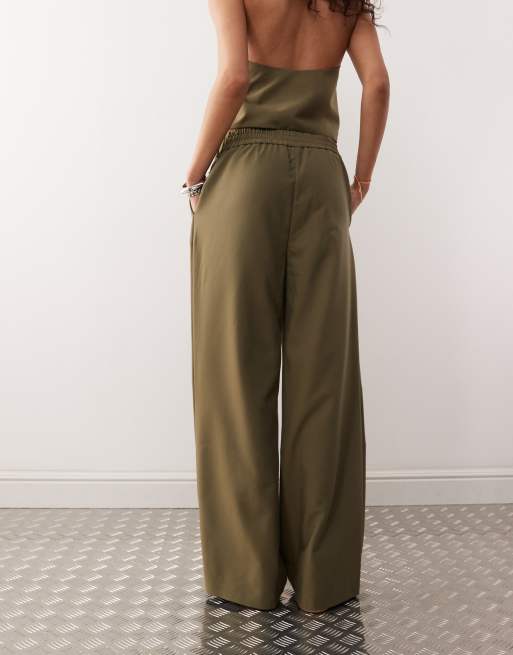 COLLUSION wide leg tailored pants in khaki - part of a set