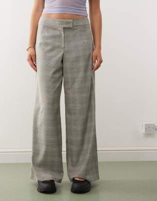 Collusion Wide Leg Tailored Pants In Neutral