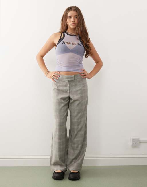 COLLUSION wide leg tailored trouser in check
