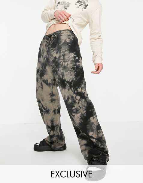 COLLUSION wide leg tie dye joggers co ord in tan