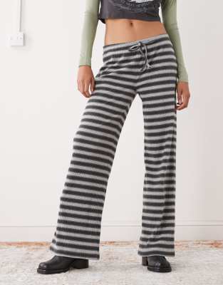 Collusion COLLUSION wide leg trouser in black and white stripe-Multi