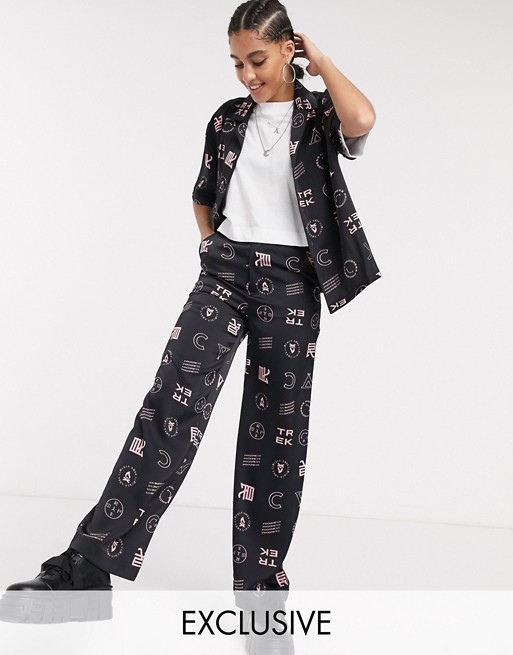 COLLUSION wide leg trouser with print