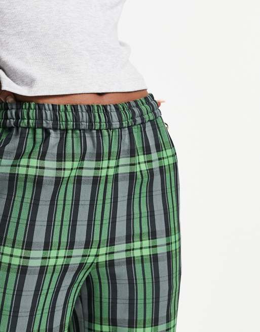 COLLUSION wide leg trousers in green check ASOS