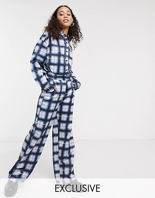 COLLUSION wide leg trousers in grid check