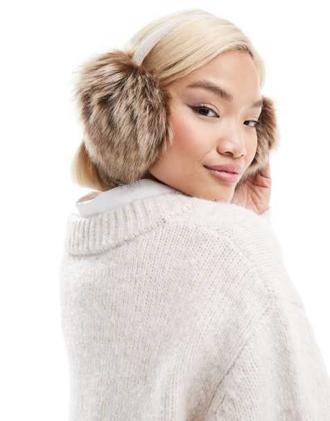 COLLUSION Womens - Cache-oreilles en fausse fourrure - Taupe - view 1