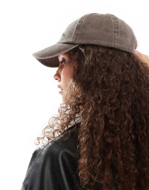 COLLUSION Womens washed cap with branding in brown, 3 of 4