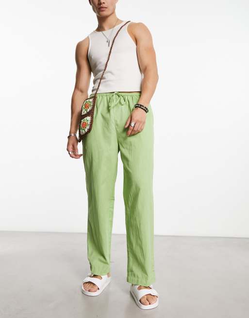 COLLUSION woven beach pants in green