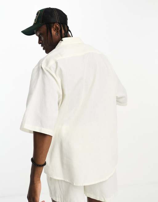 COLLUSION woven beach shirt co-ord in ecru - IVORY, 2 of 4