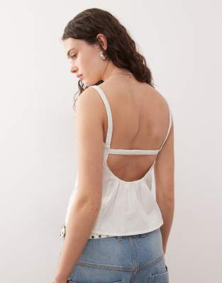 COLLUSION woven cami top with strappy open back in white | ASOS