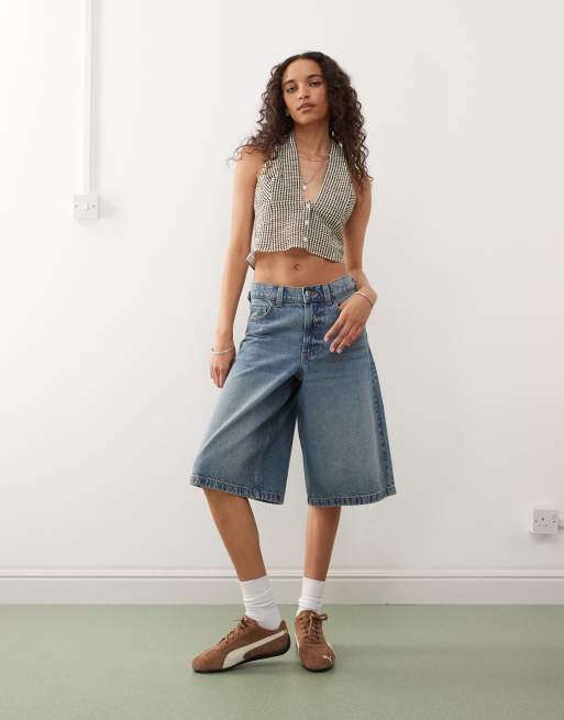 COLLUSION woven halter neck gingham top in buttermilk yellow, 2 of 4