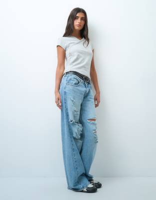 Collusion Wrap Front Fitted Top In Gray | ModeSens