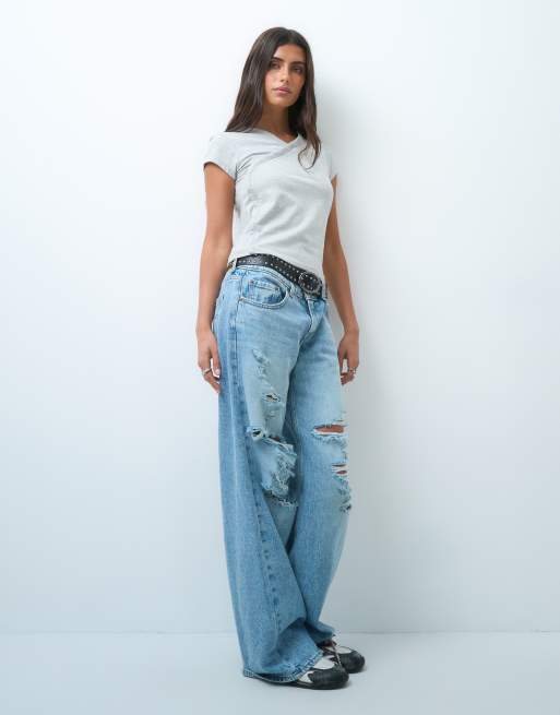 COLLUSION wrap front fitted top in gray heather, 2 of 4