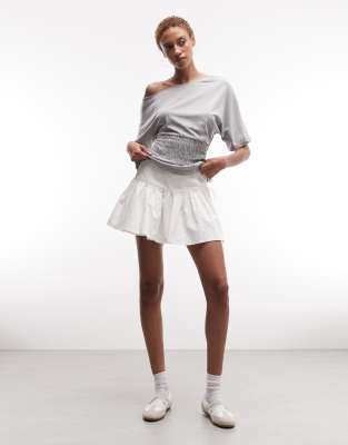 COLLUSION wrap mini skirt in white