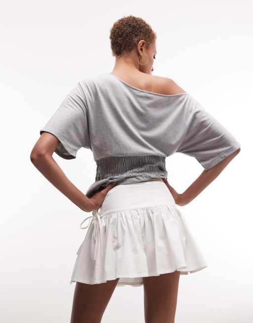 COLLUSION wrap mini skirt in white, 2 of 5