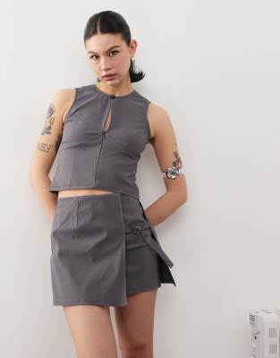 wrap skirt - part of a set-Gray