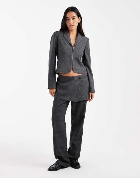 COLLUSION wrap skirt trouser co-ord in check - view 1