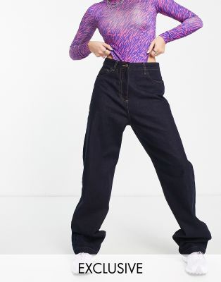 COLLUSION x 014 - Anti-fit jeans in rauw blauw met wassing 