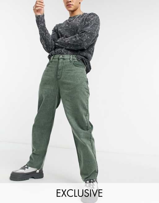 COLLUSION x 014 - Baggy jeans in jaren 90-stijl in verwassen groen