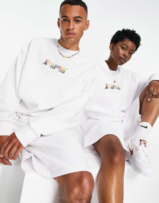 COLLUSION x EXIST LOUDLY Unisex pulled in sweatshirt with embroidery in ...