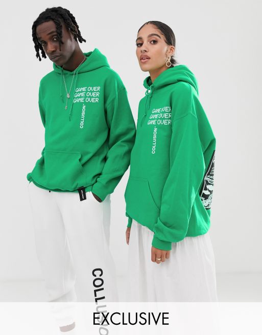 Collusion X Now Loading Hoodie Unisexe Imprime Vert Asos