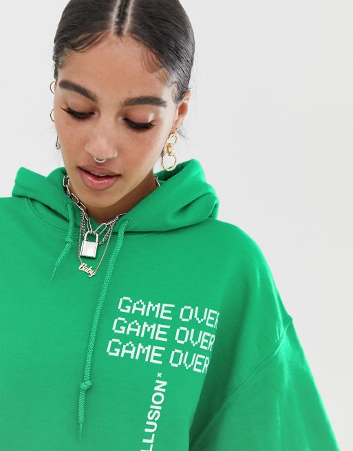 Collusion X Now Loading Hoodie Unisexe Imprime Vert Asos