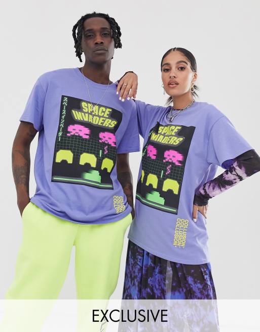 COLLUSION x Now Loading Unisex t-shirt with print in blue